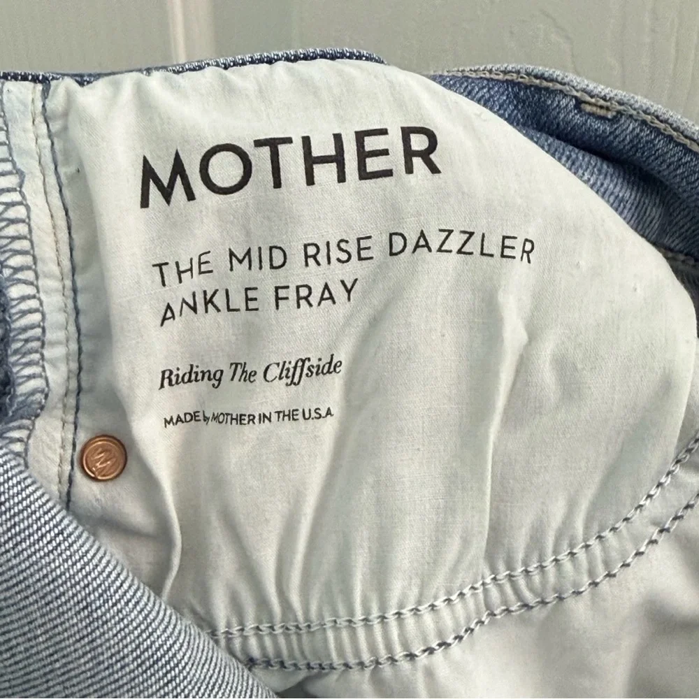 Mother Womens Size 28 The Mid Rise Dazzler Ankle Fray Riding the Cliffside Jeans - Picture 10 of 11